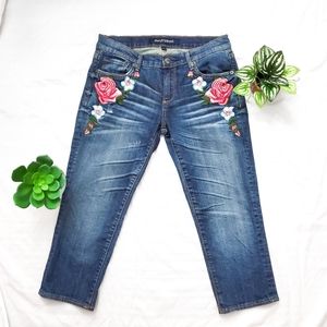SOLD Driftwood Embroidered Roses Jeans